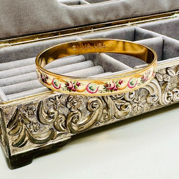 Vintage Floral Enamel Bangle - Picture 6 of 10
